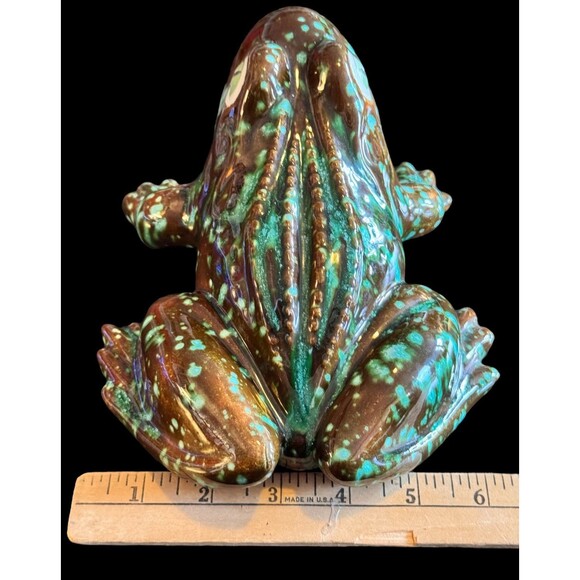 Vintage Large Green Ceramic Frog 🐸 Toad Figurine Hand Crafted Signed Dated 1971 - Picture 2 of 16